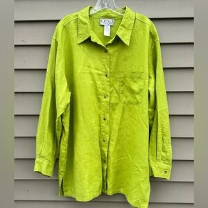 Green linen tunic shirt Real Comfort size X